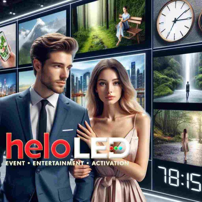 Models looking at led sign board from heloled Malaysia