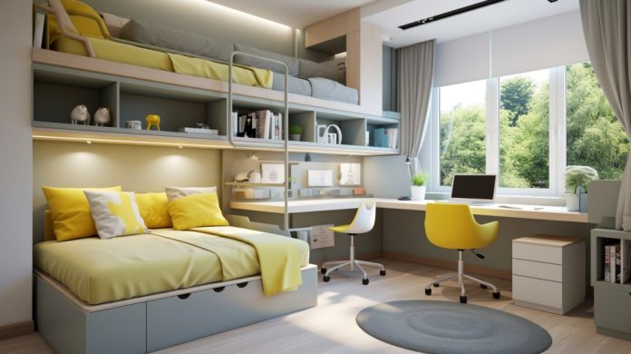 queen wall bed with desk
