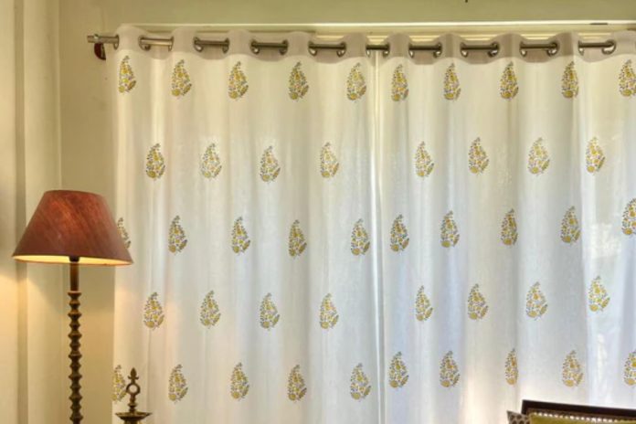 curtains block print