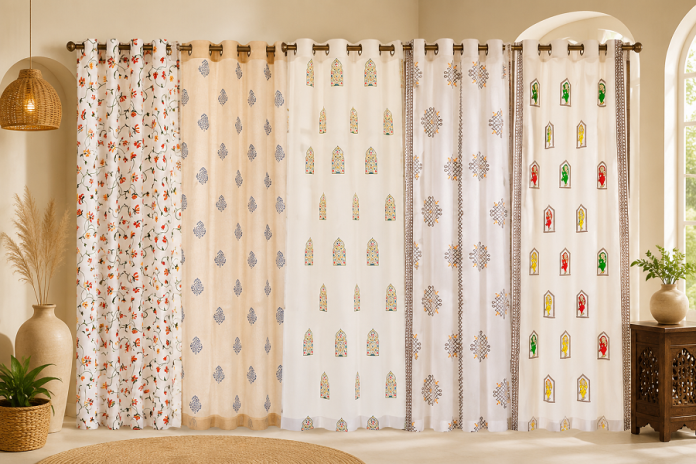 hand block printed curtains